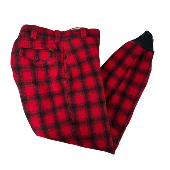 Vintage Woolrich Buffalo Check Wool Blend Hunters Pants Quilted Lining Mens 34